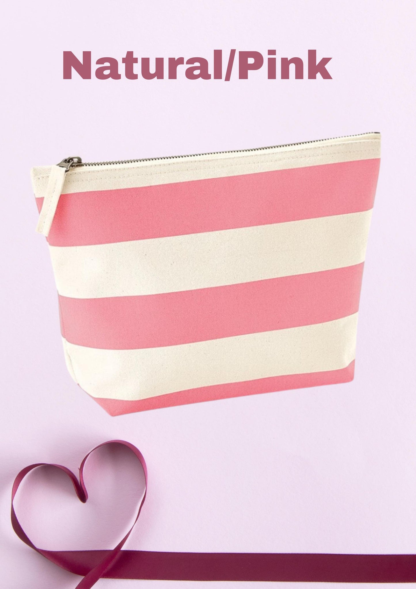 Personalized Nautical Stripe Canvas Accessory Bag – Custom Embroidered Toiletry & Travel Pouch with Name or Initials