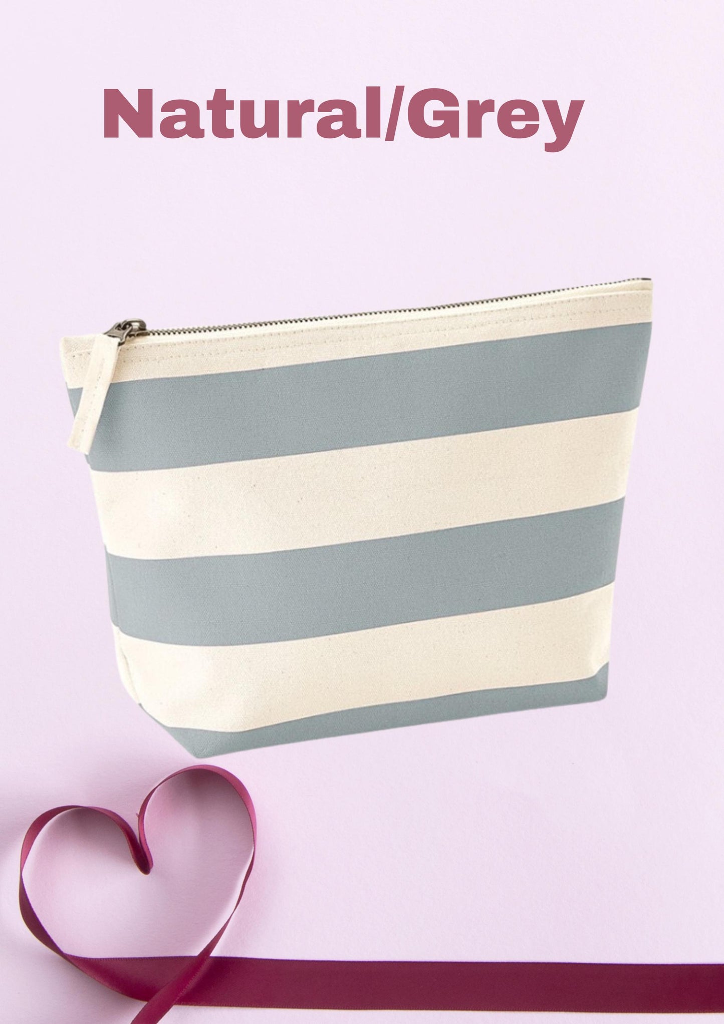 Personalized Nautical Stripe Canvas Accessory Bag – Custom Embroidered Toiletry & Travel Pouch with Name or Initials