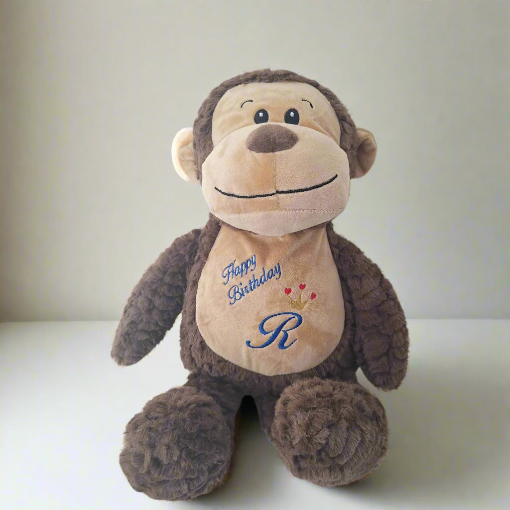 Personalised Embroidered Monkey Plush Toy