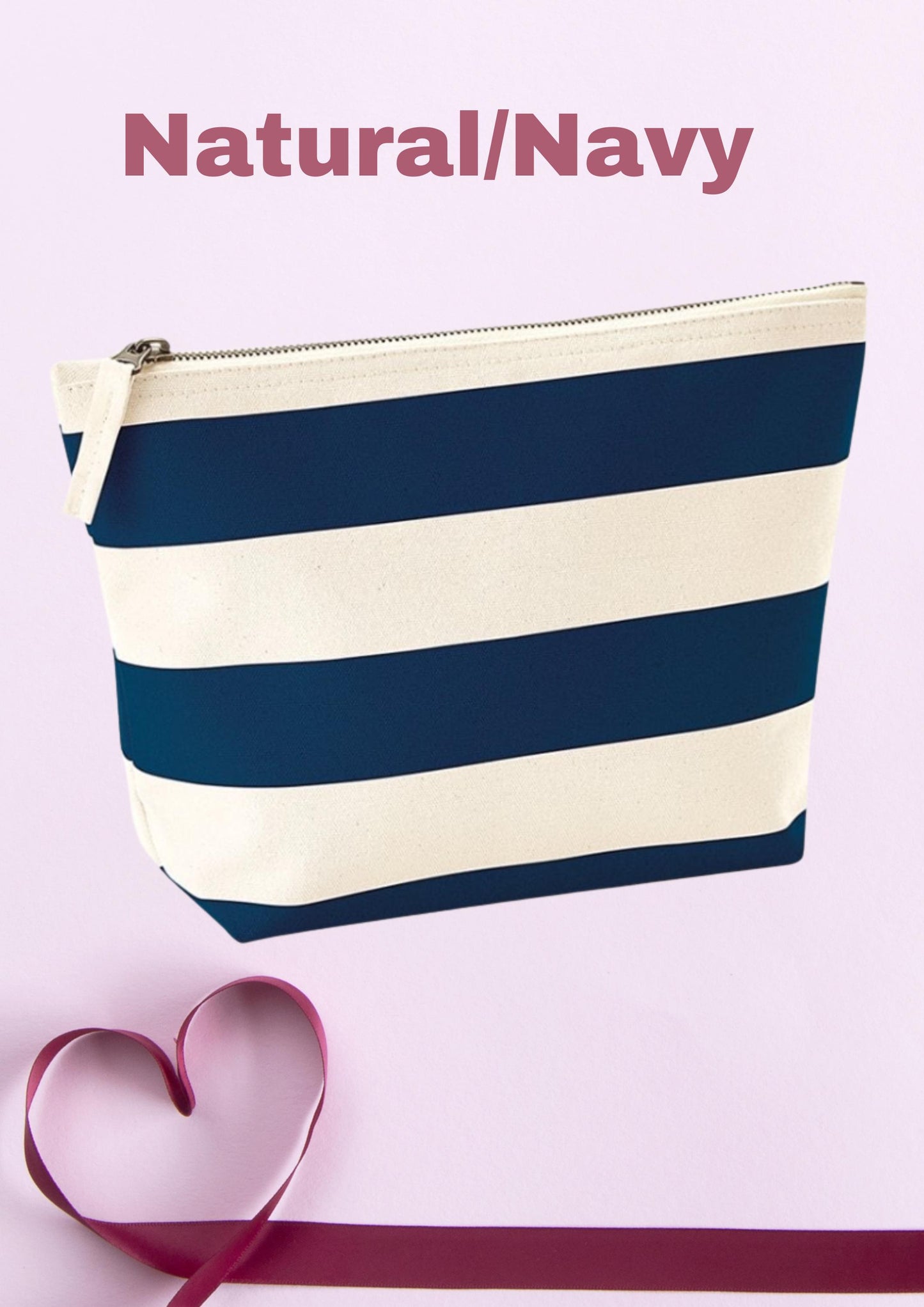 Personalized Nautical Stripe Canvas Accessory Bag – Custom Embroidered Toiletry & Travel Pouch with Name or Initials
