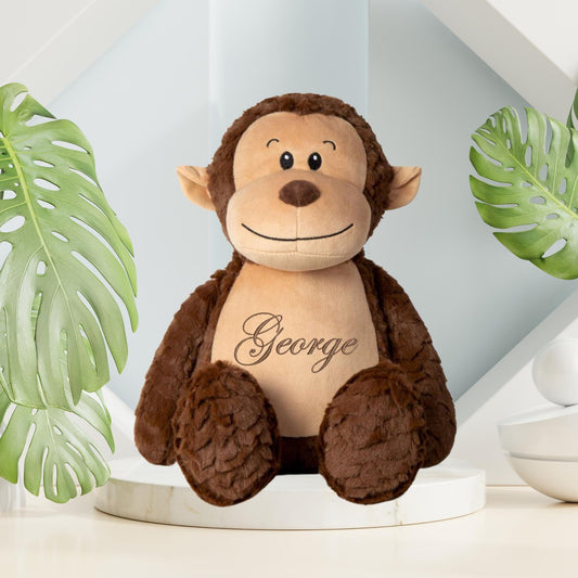 Personalised Embroidered Monkey Plush Toy